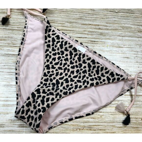 N-58 Topshop  side tie Bikini Bottom PINK LEOPARD 14 nwot - Picture 1 of 1